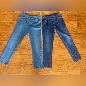 Girls (2 pair) jumping beans Jegging SZ 8 soft 3% spandex light & dark wash-cute